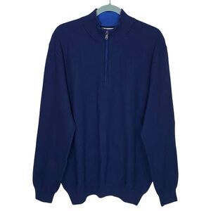 Collars & Co 1/4 Zip Mens Small Blue Pullover Textured Cotton Layering Pique NWT